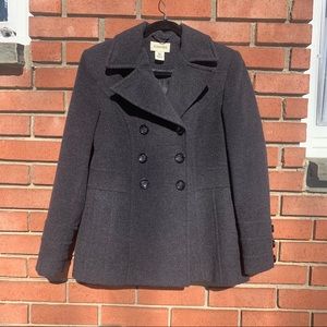 Double breasted charcoal grey wool peacoat